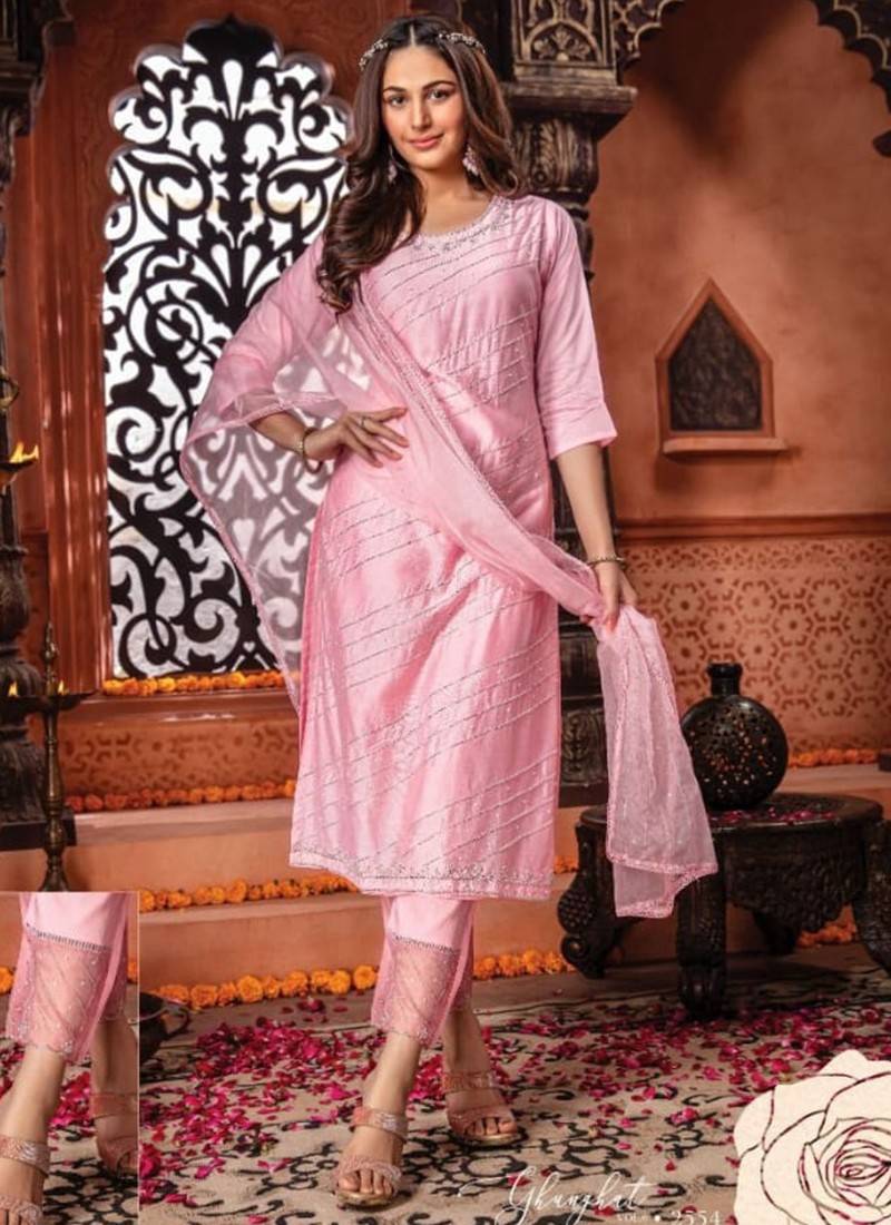 Beautiful Pink Long Faired Kurta With Dupatta, Indian Floor Touch Gown 2  Piece Partywear/ Ethnic Dresses' for Women Readymade Stitched - Etsy
