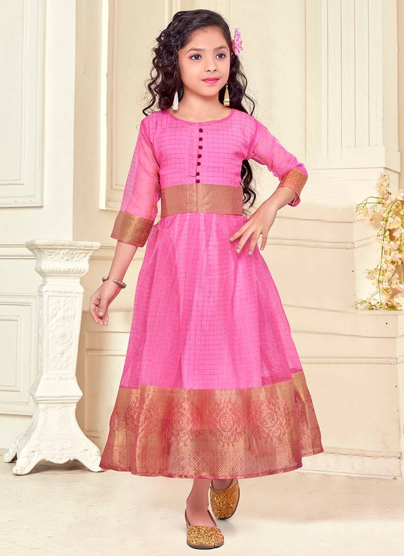 Lil Angels Dresses  Buy Lil Angels Pink Flower Gown With Trail  OnlineNykaa Fashion