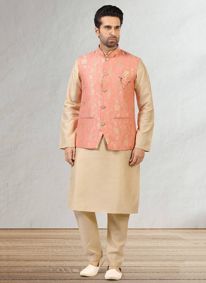 Pink Kurta Pajama & Jacket set – suCCess menswear