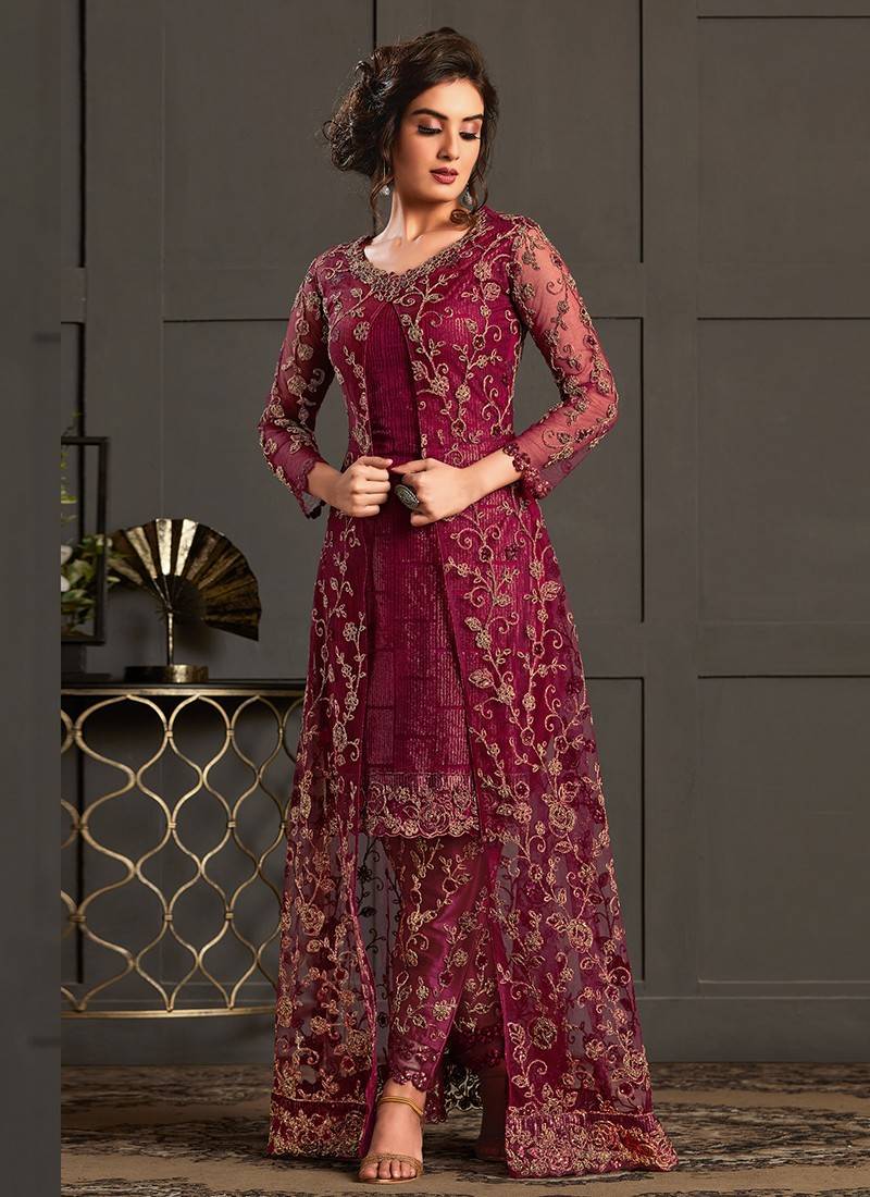 Multicolor Printed Flory Net Designer Gown Type Salwar Suit, Full Sleeves  at Rs 900 in Surat