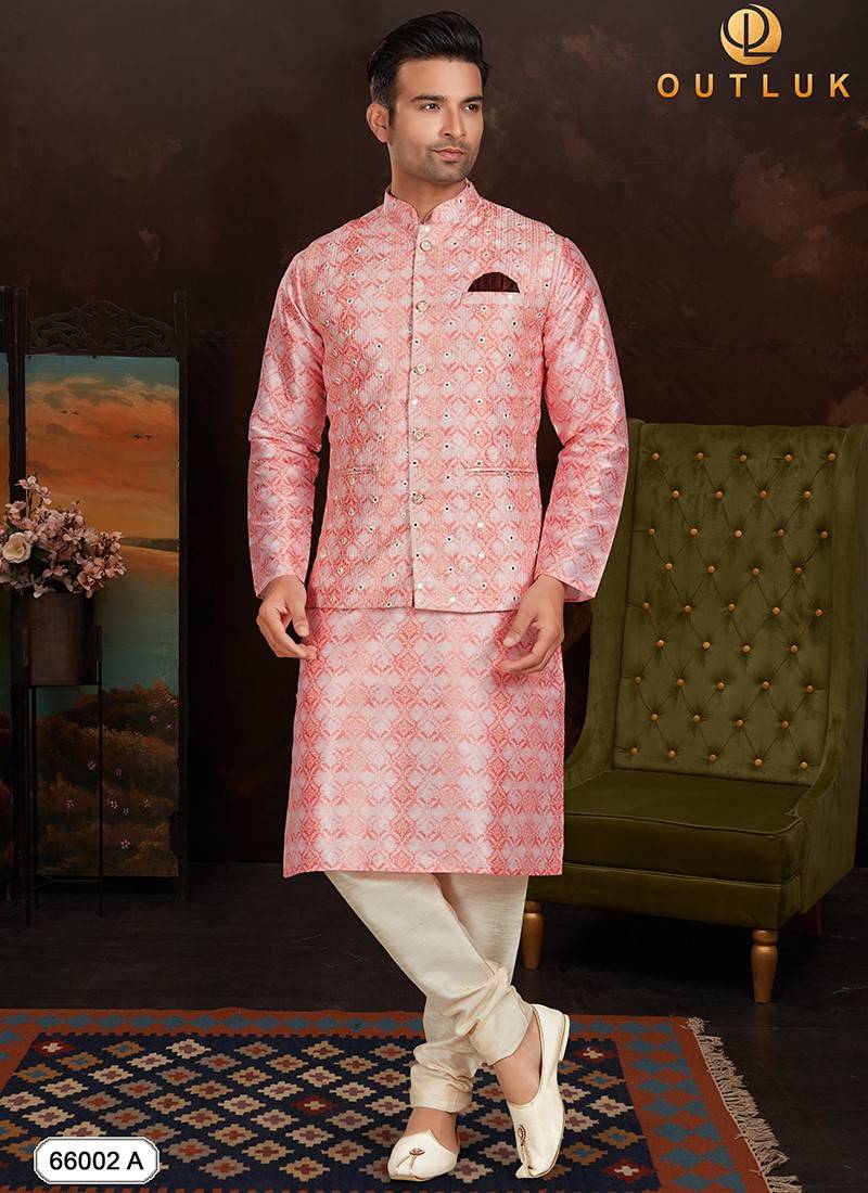 Buy Van Heusen Pink Nehru Jacket Online - 664874 | Van Heusen