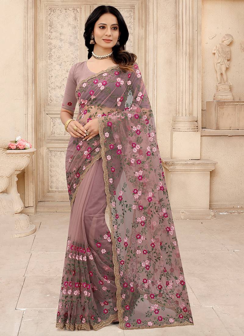 Ruddy Pink Designer Fancy Party Wear Saree – Fashionfy