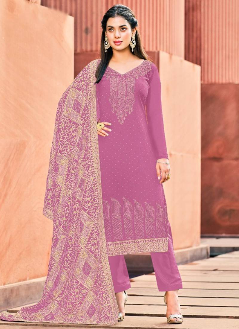 Pink Color Party Wear Straight Long Suit :: MY SHOPPY LADIES WEAR