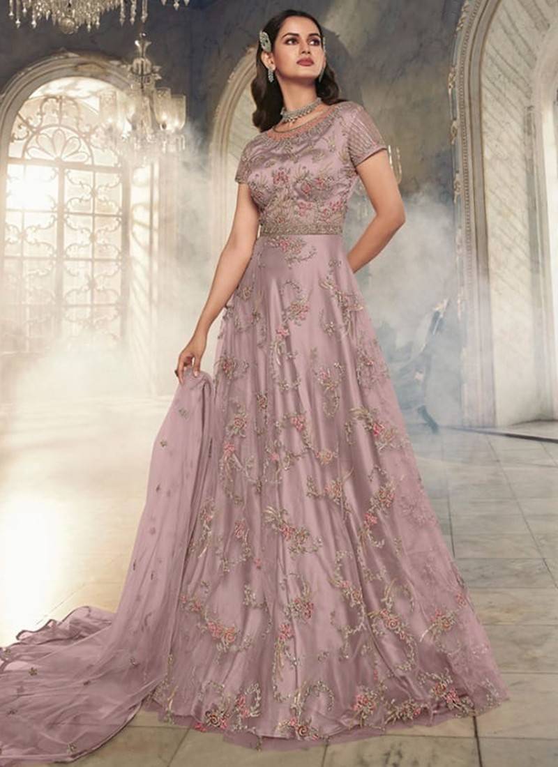 Onion Pink Color Party Wear Designer Gown  ANOKHI FASHION