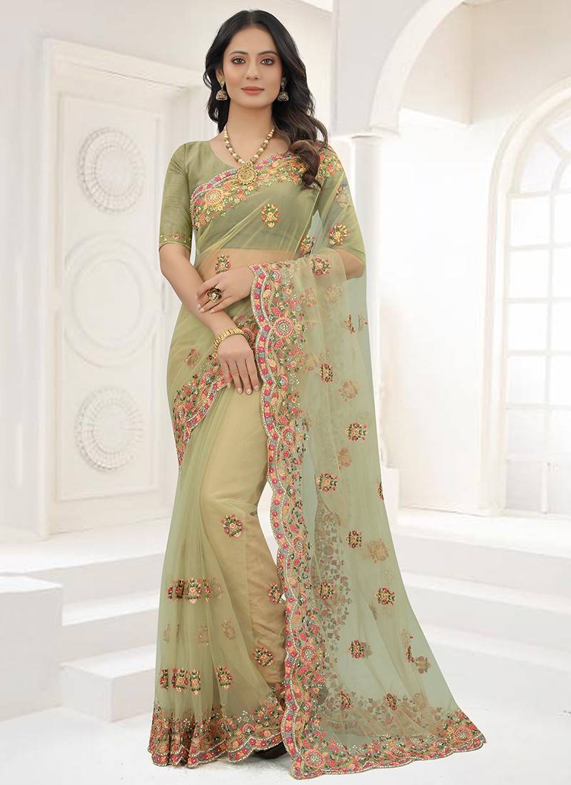 Pista Green Linen Saree – Monamaar