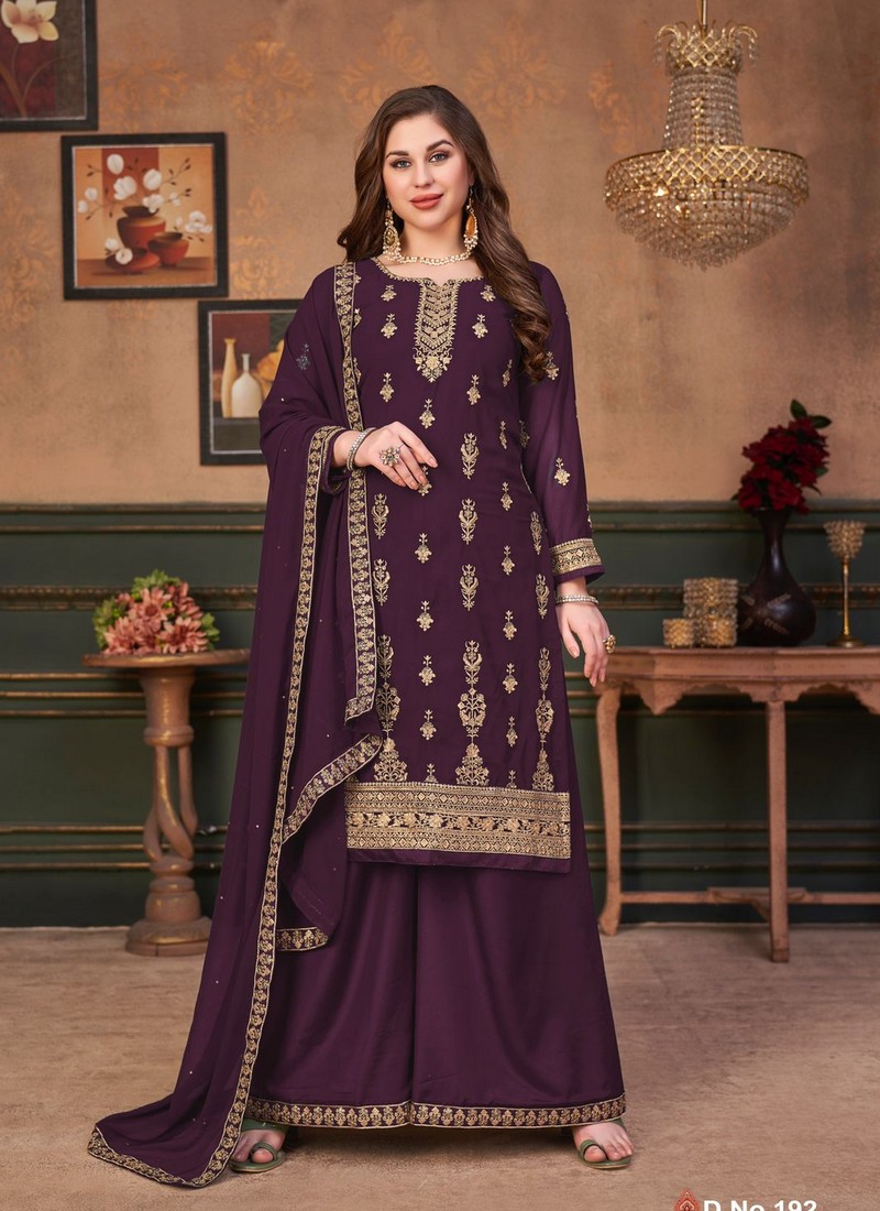 Purple Viscose Silk Stitched Zari Embroidered Suit Set | Kailee Begum-41244  | Cilory.com