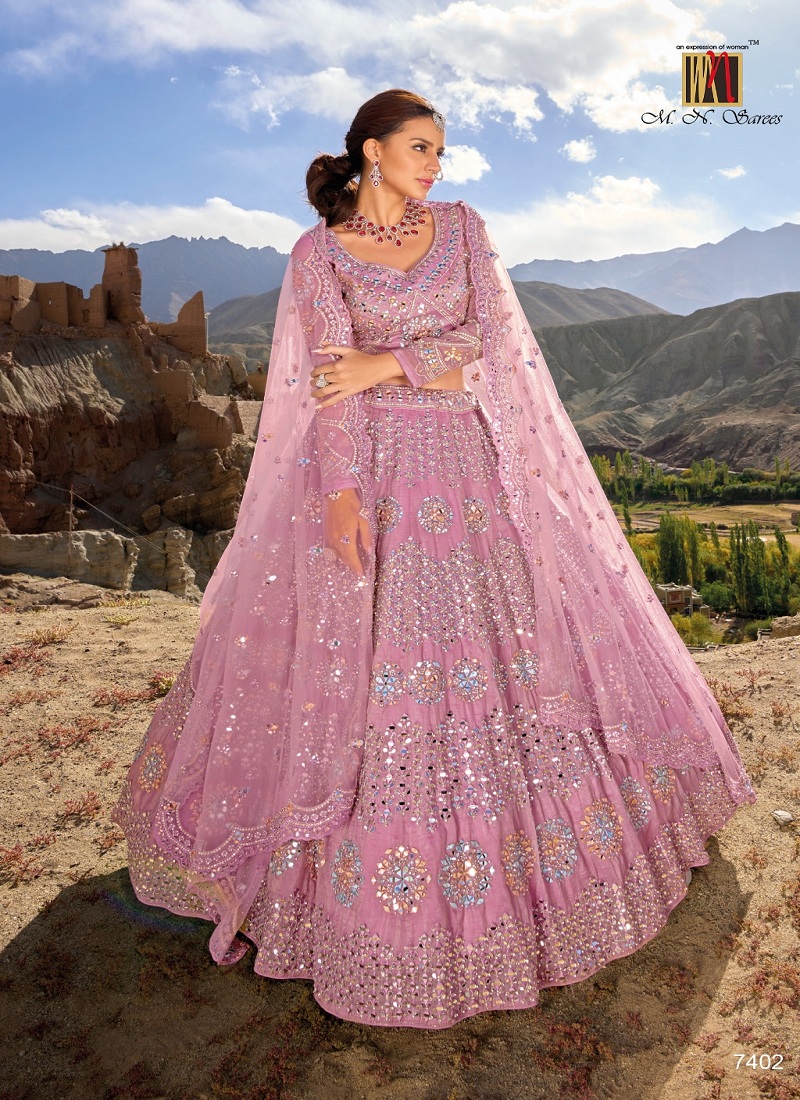 Buy Pink Net Embroidered Aari Sweetheart Neck Bridal Lehenga Set For Women  by Asra Online at Aza Fashions.