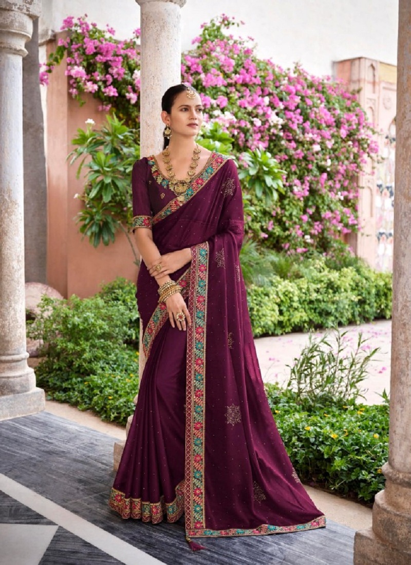 beautiful heavy chiffon saree with blouse piece for wedding