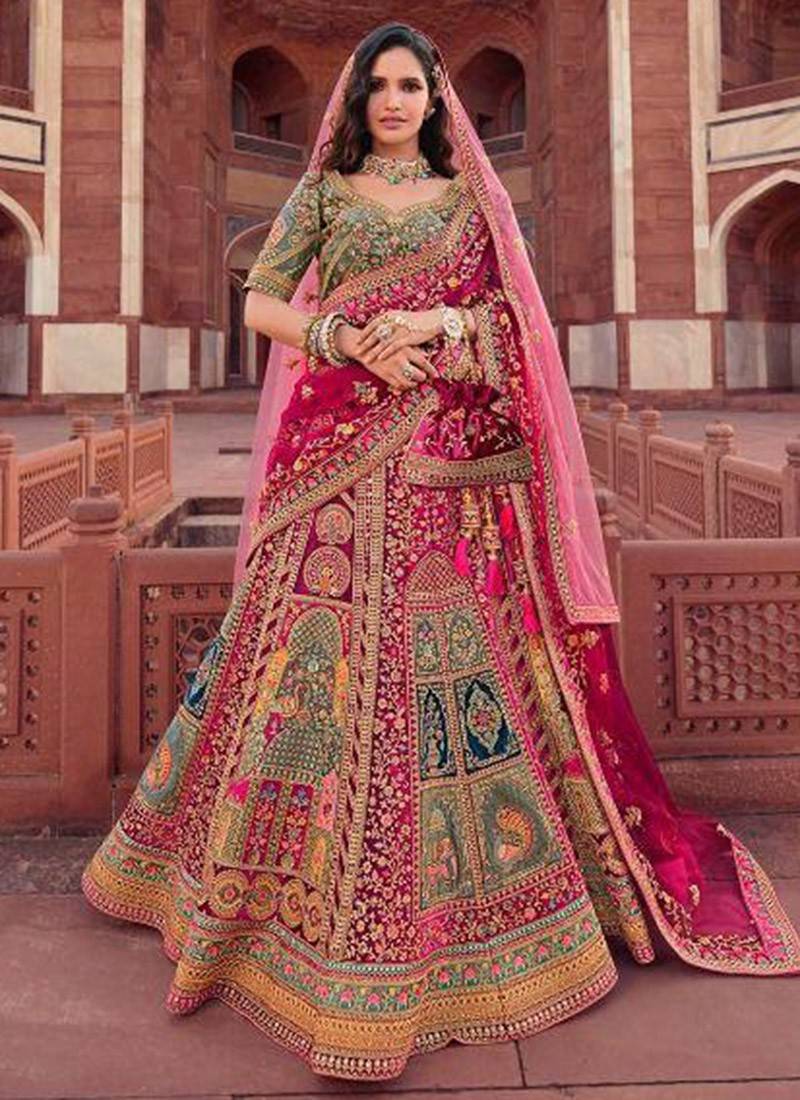 Adorable Rani Pink Thread With Sequins Embroidered Net Party