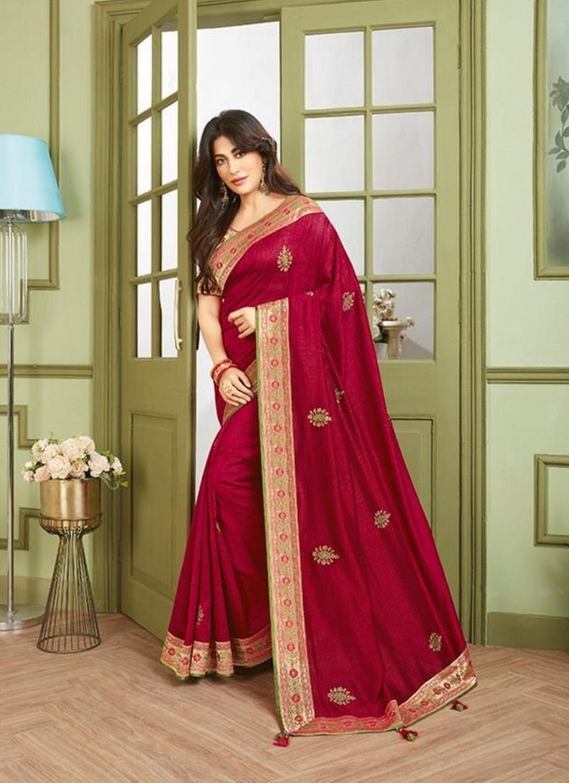 Rani pink Color Georgette Ruffled Trendy Saree With Blouse | Lovely Wedding  Mall