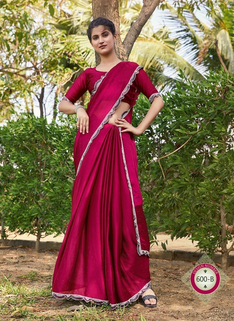 Designer Rani Colour Silk Saree with Zari Border|Dark Pink SIlk Saree