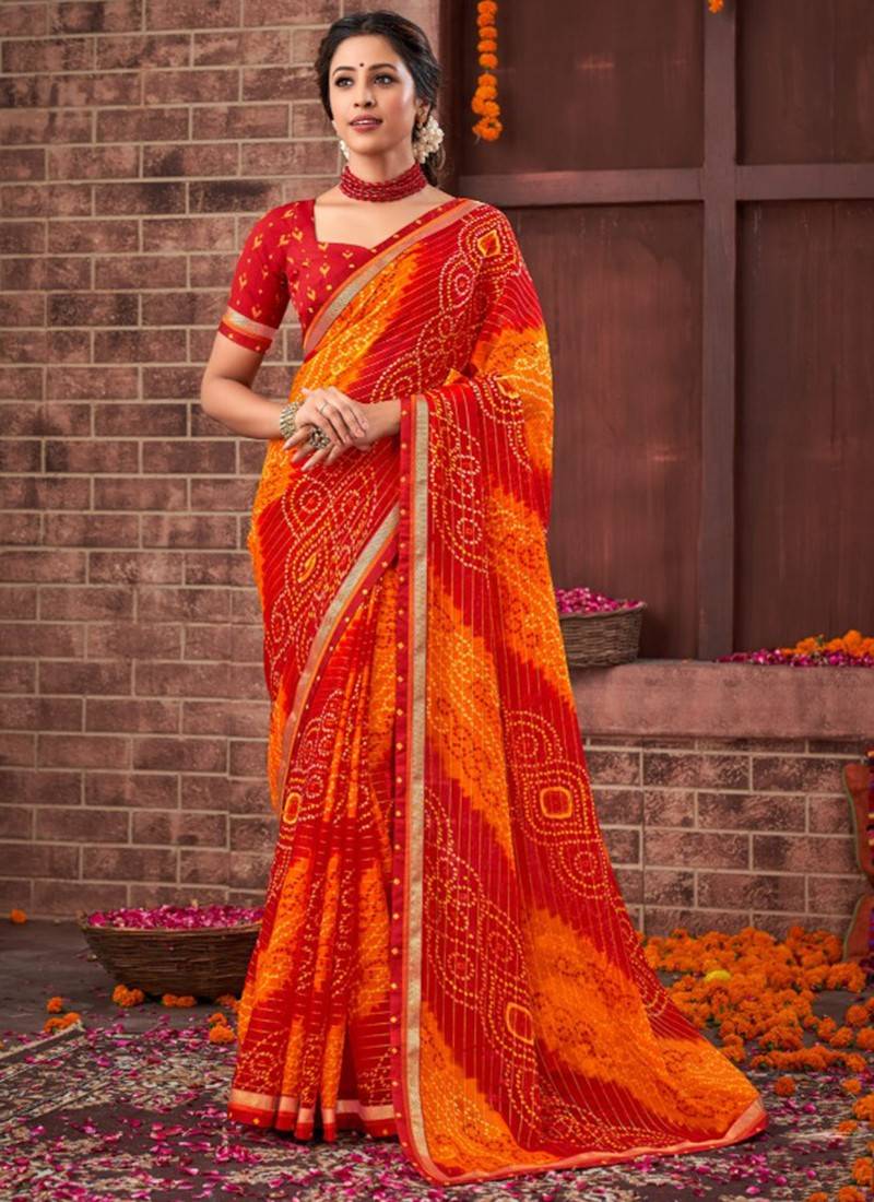 Buy Red Georgette Saree online-Karagiri