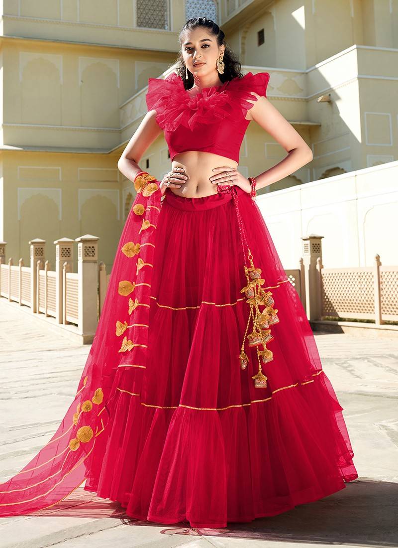Buy Pink Fancy Net Designer Lehenga Choli. Online. – Odette