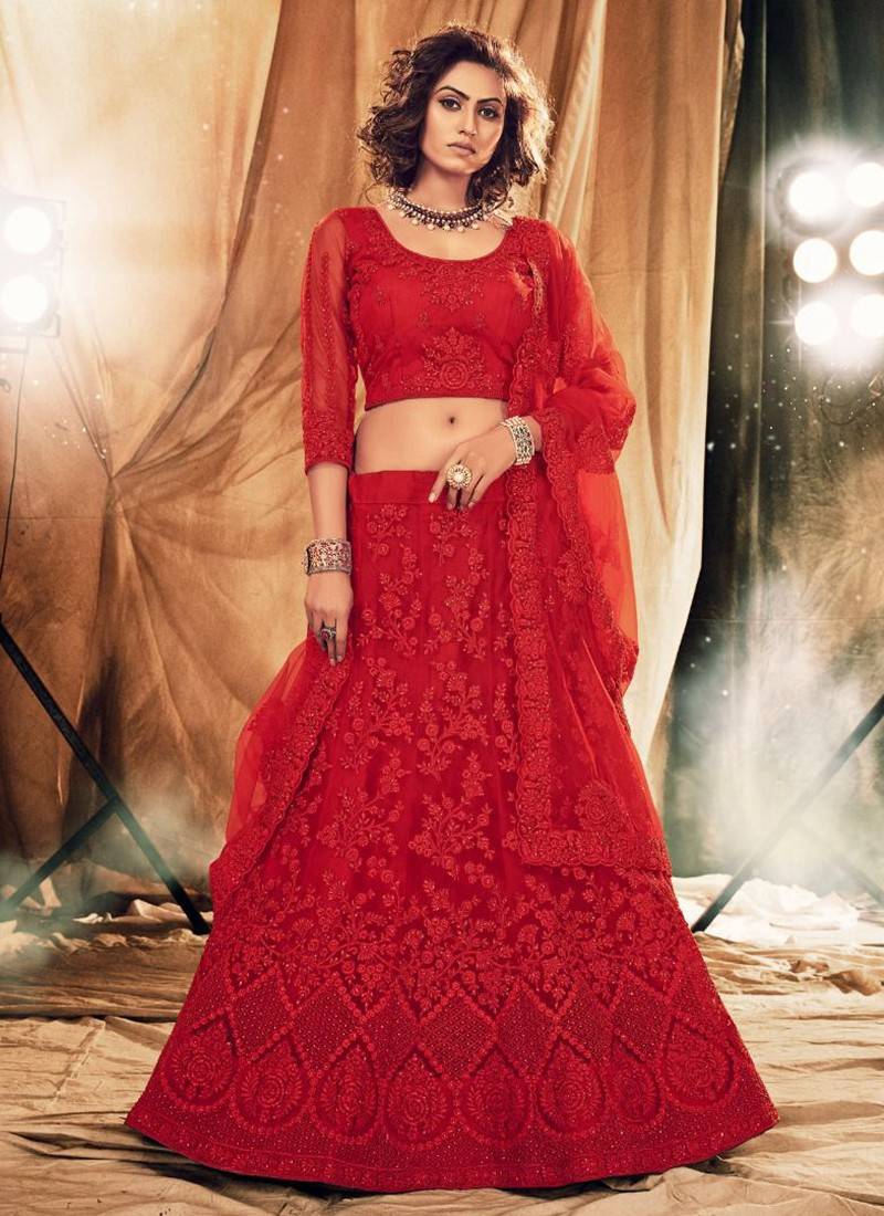 Designer Bridal Red Lehenga Choli In Net SFYD2298 – Siya Fashions