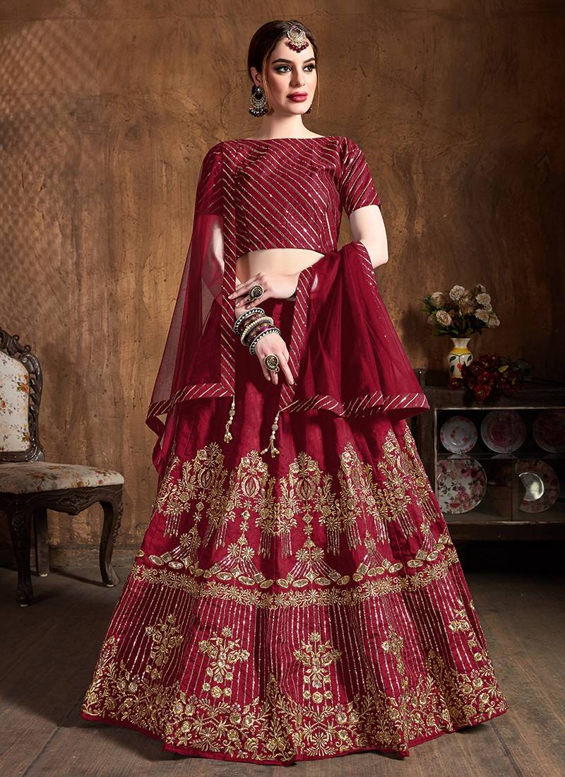 Zeel Clothing Women's Sequins Zari Embroidered Georgette Lehenga Choli with  Dupatta (500-Wedding-Bridal-Latest-New-Stylish; Free Size) - Lehenga For  Women