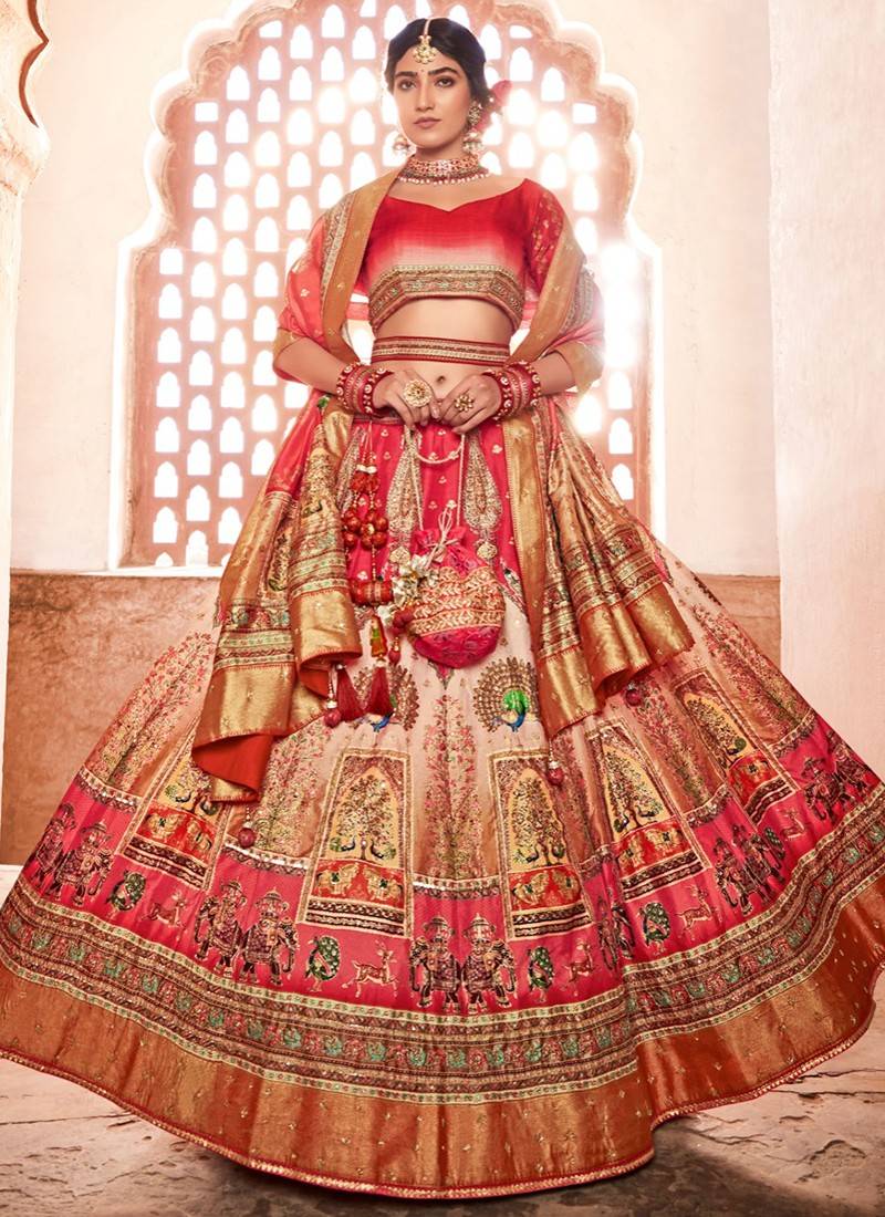 Light peach lehenga choli with dupatta - G3-WLC13808 | G3fashion.com