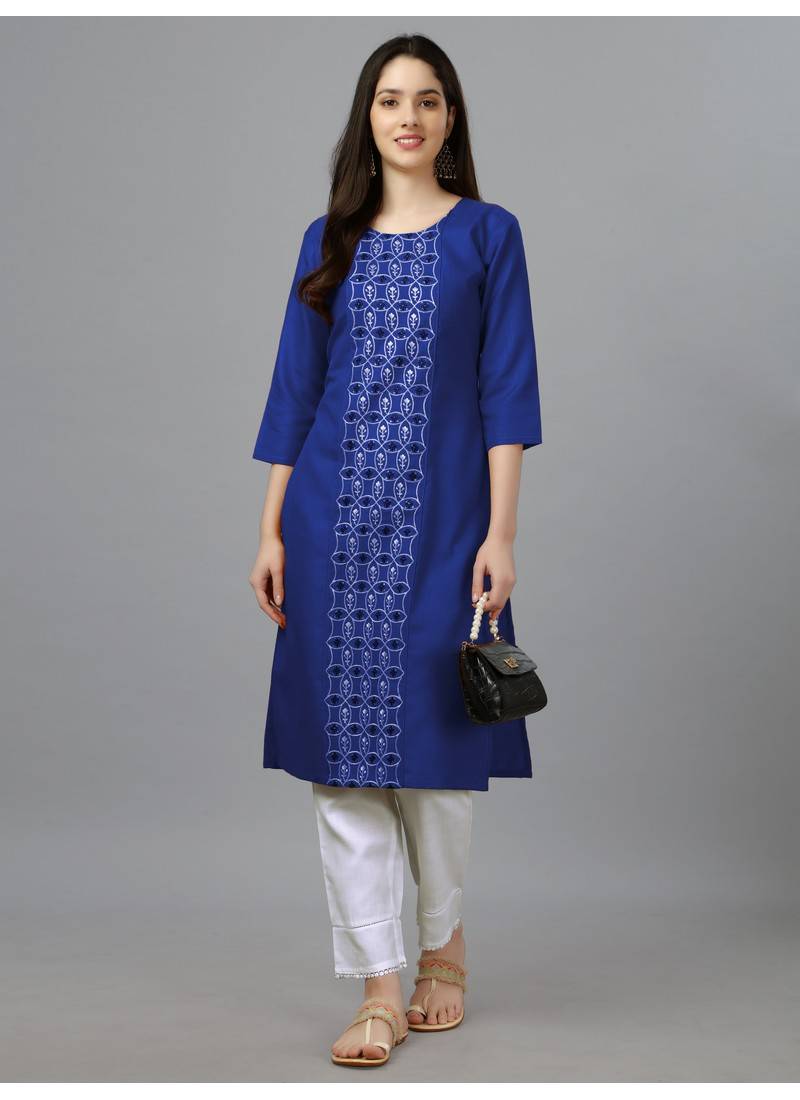 Ink blue with sky blue.Nice kurti | Combination dresses, Long kurti  designs, Fashion show dresses