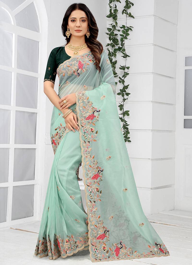 New Latest Lunched Georgette Base Light Pink Party Wear Saree Design 2022 –  Kaleendi