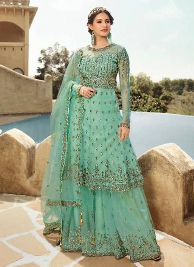 Sea Green Colour Amyra Shaivi Glossy New Latest Designer Ethnic Wear Net  Salwar Suit Collection 15032 - The Ethnic World