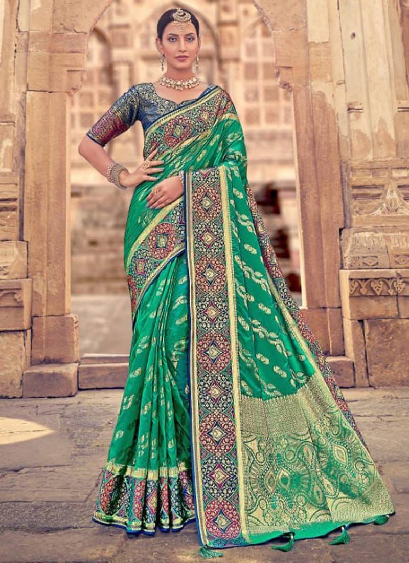 Green Color Silk Latest Design Saree