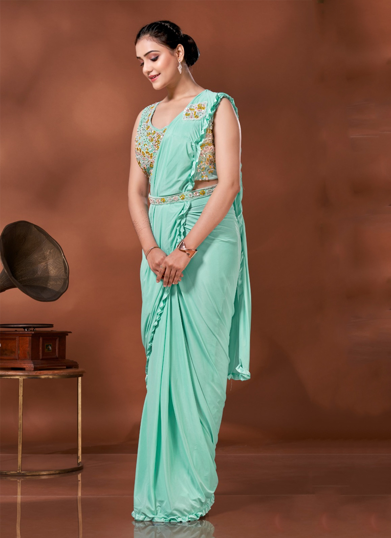 Silk paithani Saree with blouse in Sky blue colour 42001