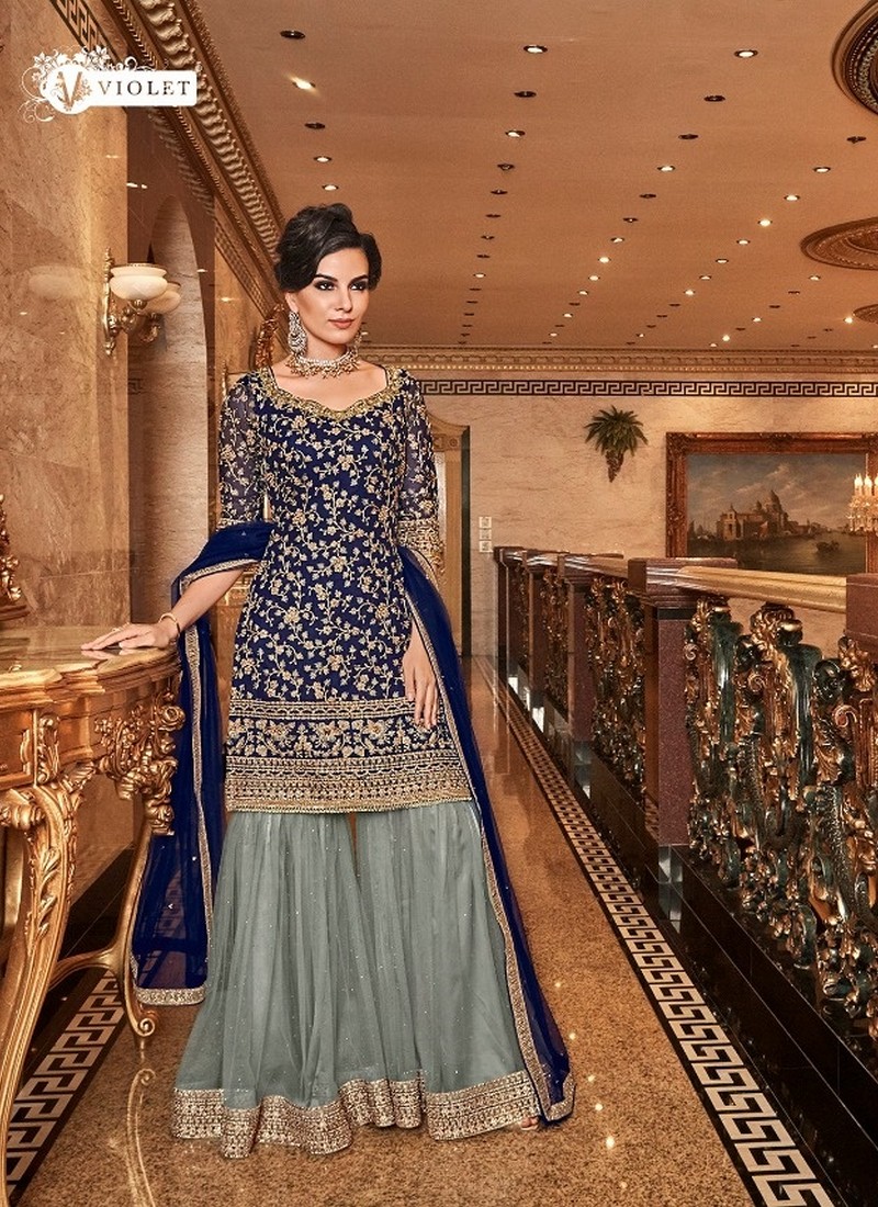 Buy Jacquard Silk Party Wear Sharara Suit In Peach Colour Online -  LSTV05447 | Andaaz Fashion