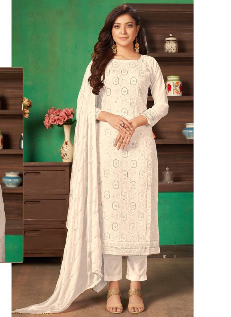 Kilruba 36002 White Dress Material Salwar Kameez By Kilruba For Single -  ashdesigners.in