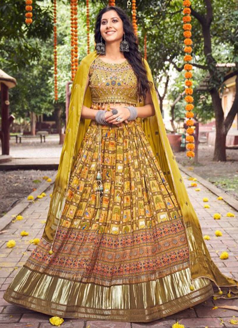 Yellow Colour Anaara Tathastu New Latest Designer Ethnic Wear Exclusive  Pure Gaji Satin Lehenga Choli Collection 101 - The Ethnic World