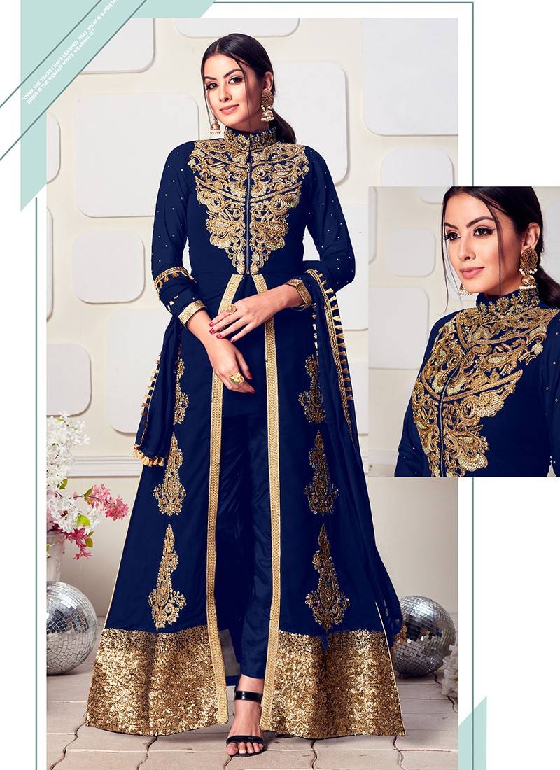 Delisa New Wedding Party wear Embroidered Koti Style Salwar Kameez Indian  Dress Ready to Wear Salwar Suit For Women 4570, Peach, 36 : Amazon.co.uk:  Fashion