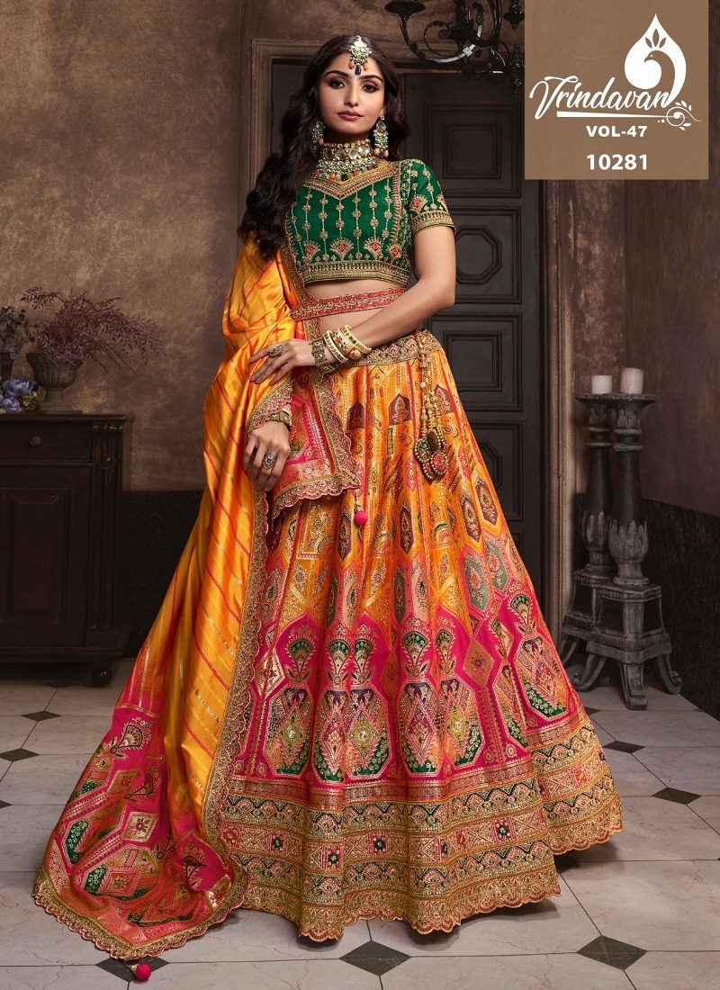Yellow Green Colour Vrindavan Vol 39 By Royal Banarasi Silk Designer Lehenga Choli Manufacturers 10281