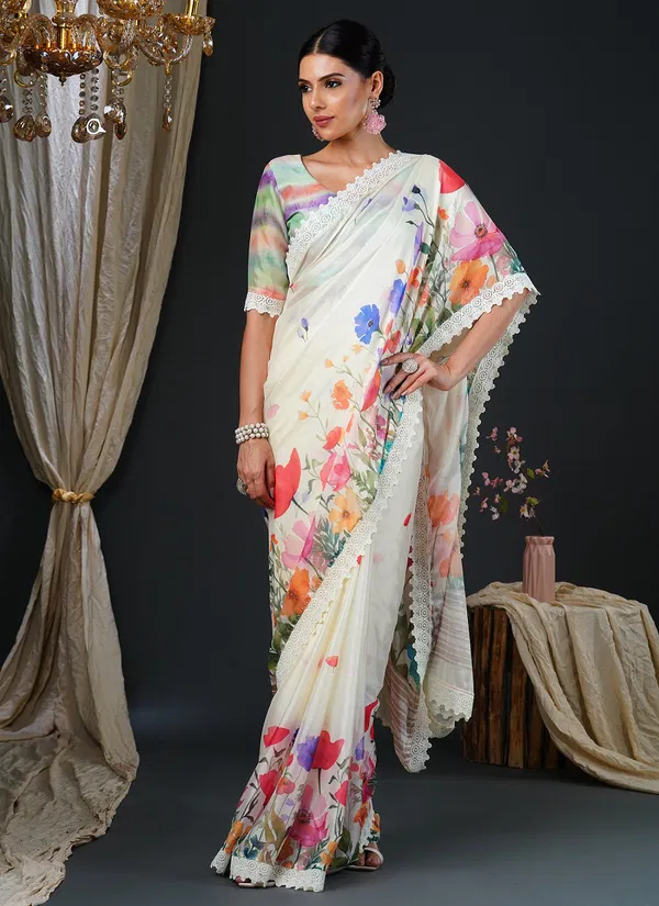 01 By Leela Georgette Digital Printed Saree Bulk orders In India