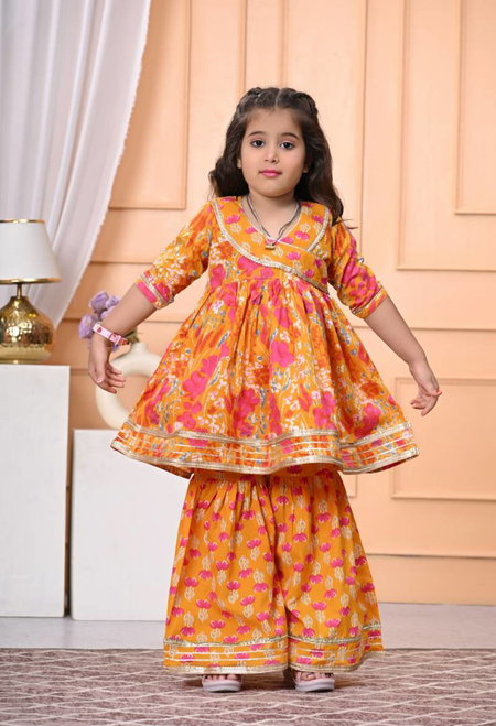 Naisha Kids 01 Cotton Kurta Sharara With Dupatta Bulk Orders In India