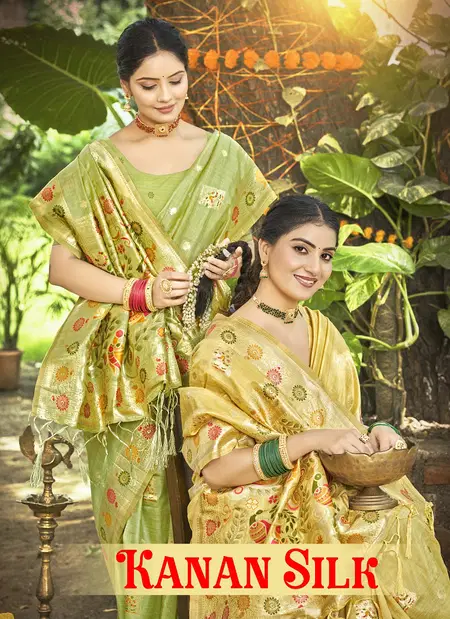 Kanan Silk By Bunawat Silk Meena Woven Surat Wedding Wear Saree Wholesale Market