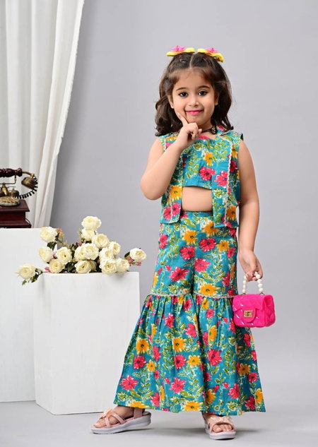 Naisha Kids 03 Cotton Kids Kurta Sharara With Jacket Wholesale Market In Surat