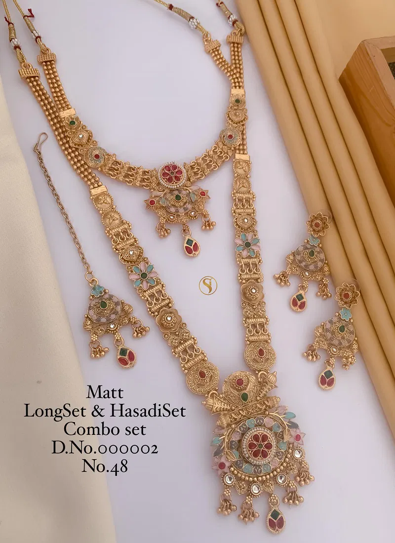 048 MH Wedding Accessories Golden Rajwadi Mina Combo Set Wholesale Shop In Surat
