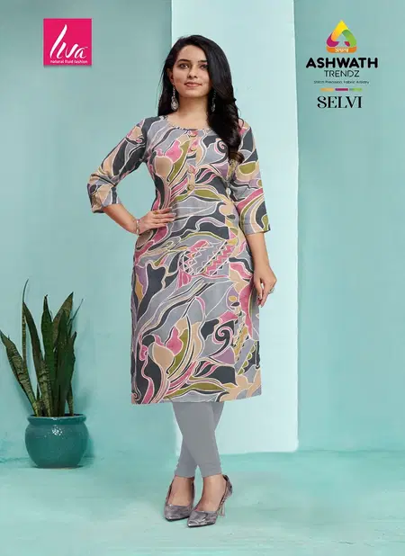 1 Selvi Ultra Premium Rayon Foil Printed Kurti Wholesale Market In Surat Catalog