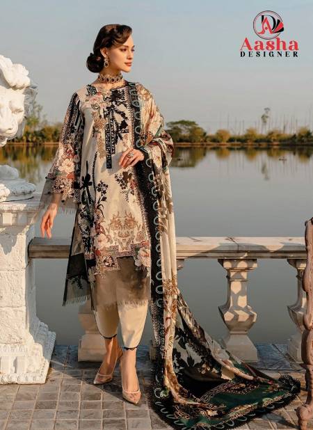 1008 By Aasha Pure Cotton Print Embroidery Pakistani Suits Wholesale Online  Catalog