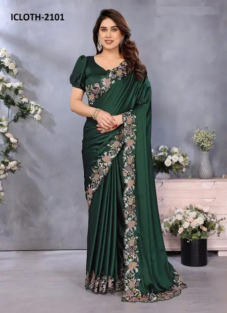 Icloth Vol 1 By Prima Green Colour Online Party Wear Designer Sarees Wholesale Market In Surat