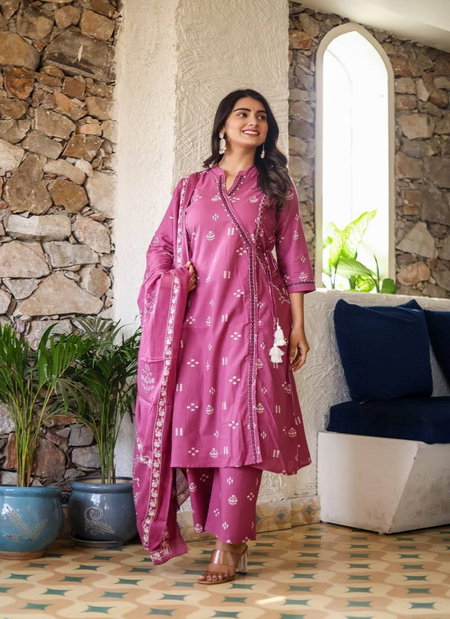 Naisha K 93 Cotton Angrakha Style Printed Kurti With Bottom Dupatta Wholesale Market In Surat
