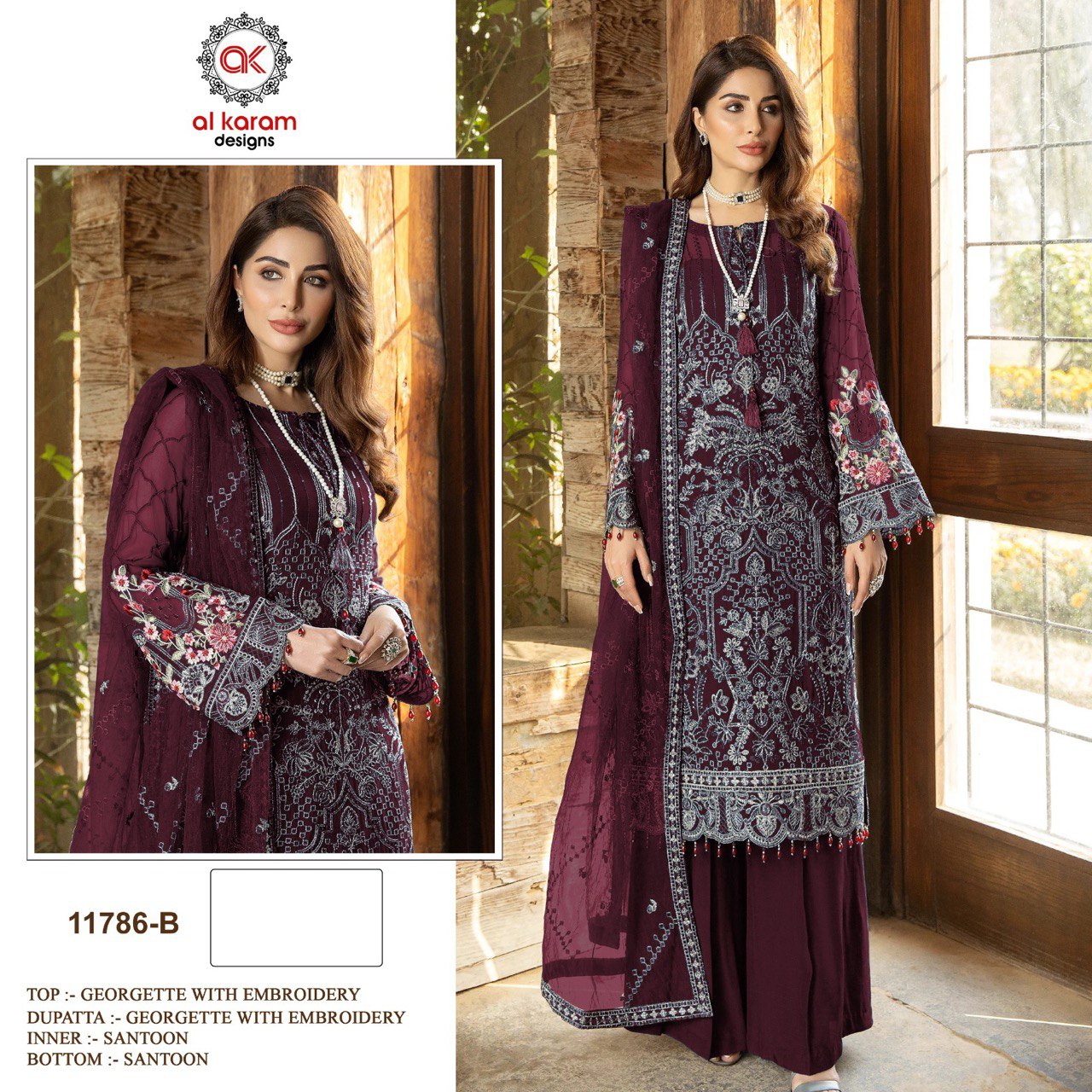 11786 Color By Al Karam Georgette Pakistani Suits Catalog
