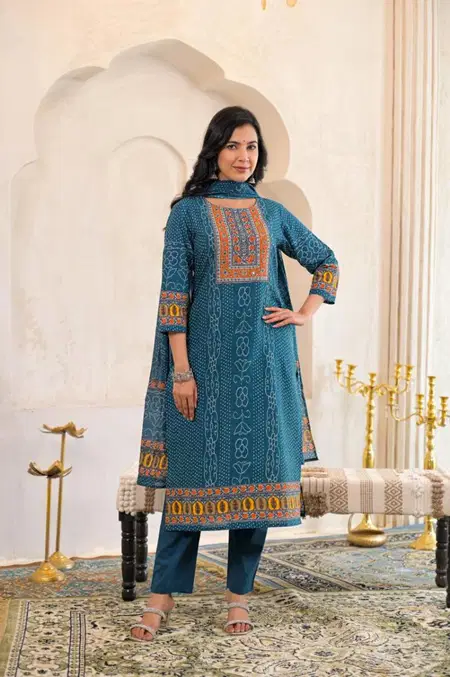Naisha K 126 Cotton Fancy Readymade Suits Exporters In India