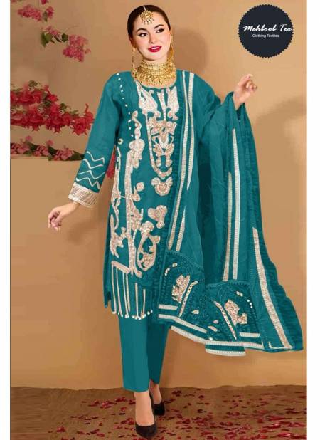 1263 E To H Mehboob Tex Embroidery Organza Pakistani Suits Wholesale Suppliers In India
 Catalog