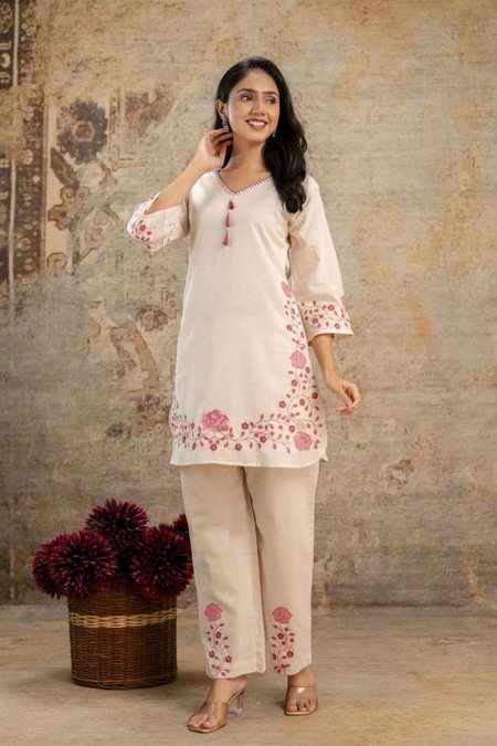 Naisha K 128 Cotton Flex Embroidered Co Ord Set Wholesale Market In Surat With Price