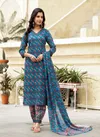 129 Dhruvi Afghani Style Rayon Printed Kurti With Bottom Dupatta Wholesale Price In Surat

