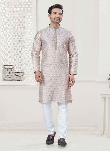 Light Pink Colour Outluk Wedding Collection Vol 138 Silk Wholesale Mens Kurta Pajama Exporters In India 138003