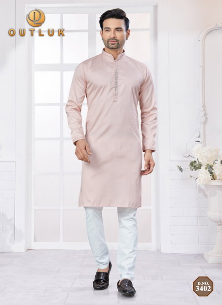 Light Pink Colour Outluk Wedding Collection Vol 34 Silk Wholesale Mens Kurta Pajama Online Wholesale 3402
