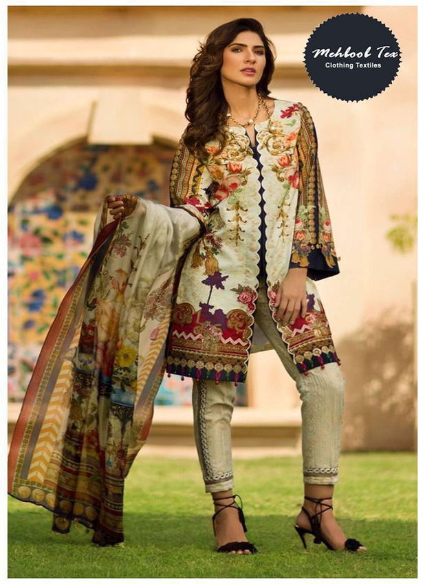 1395 A Mehboob Tex Cotton Printed Embroidery Pakistani Suits Wholesale Shop In Surat