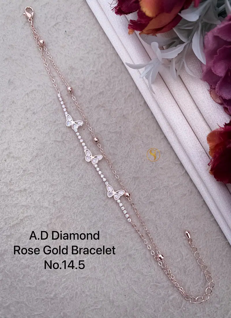 14 Designer AD Diamond Rose Gold Bracelets Wholesale Price In Surat
