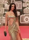 153 Kiara Gold Stylish Party Wear Sequence Work Latest Saree Collection