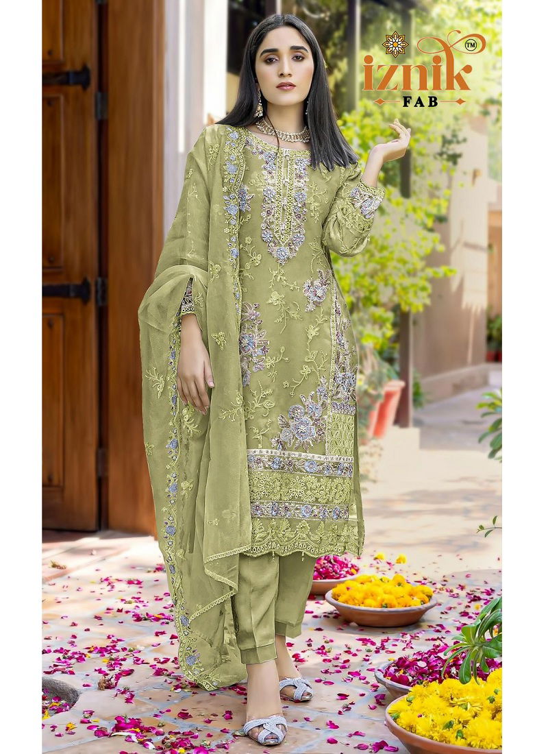 156 A To D Iznik Organza Embroidery Pakistani Suits Wholesale Shop In Surat